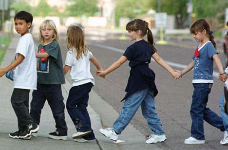 Schoolchildren walking to school Schoolchildren walking to school